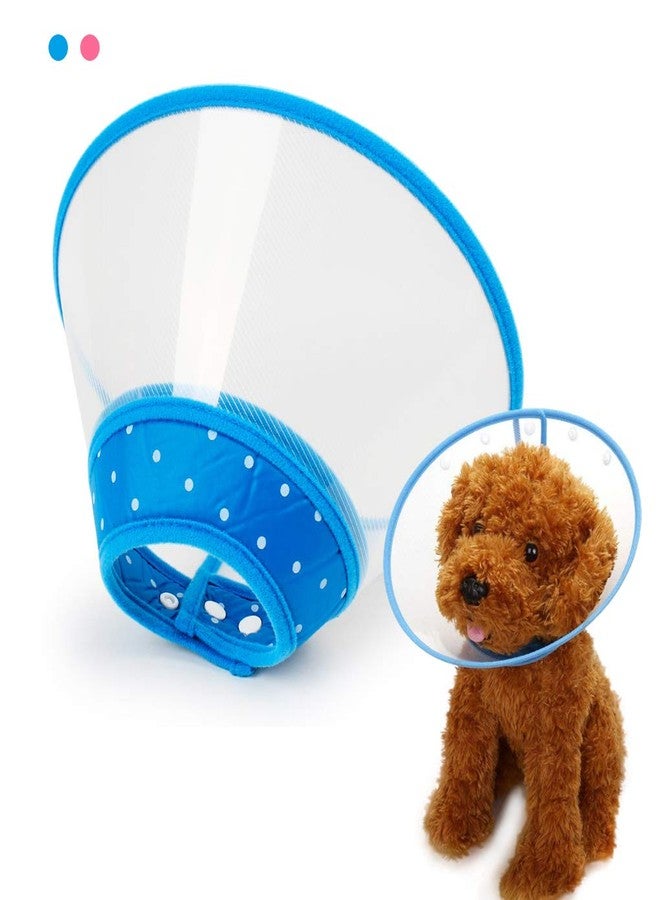 Andiker Pet Cone Recovery Dog Cone Adjustable Dog Collar Clear Padded Collar with Breathable Soft Edge, Plastic Puppy Cone Protect The Neck Surgery Recovery, Designed for Cats and Puppies (Small, Blue) - Image 1